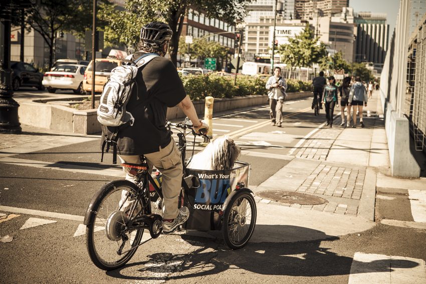 Ciclista con perro